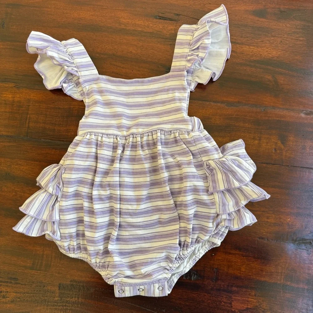 Swoon Baby Girl 9 Months Lavender Purple Striped Romper One Piece